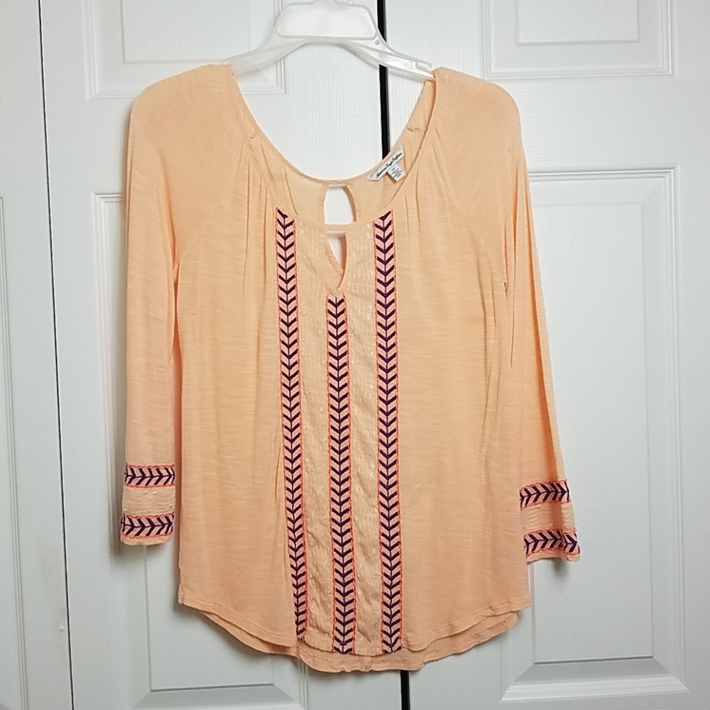 American Eagle Light Peach Peasant Top